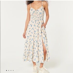 Hollister Blue Floral Cream Maxi Dress